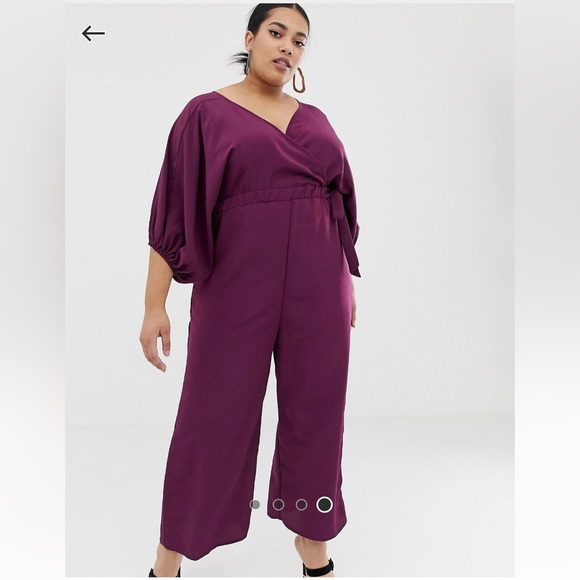 ASOS Design Curve Kimono Sleeve Jumpsuit with Wrap and Culottes Leg- Size 18 US - Picture 1 of 6